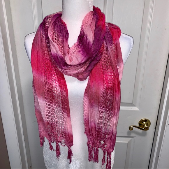 Boho Open Weave Tie Dye Scarf - Picture 2 of 5